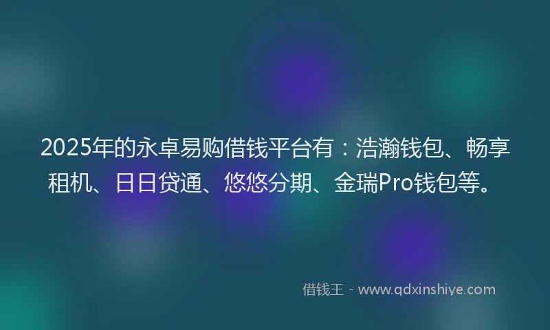 2025年的永卓易购借钱平台有：浩瀚钱包、畅享租机、日日贷通、悠悠分期、金瑞Pro钱包等。