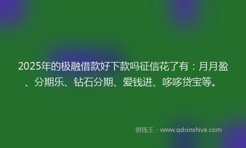2025年的极融借款好下款吗征信花了有：月月盈、分期乐、钻石分期、爱钱进、哆哆贷宝等。