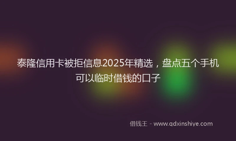 泰隆信用卡被拒信息2025年精选，盘点五个手机可以临时借钱的口子
