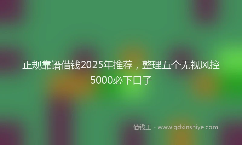 正规靠谱借钱2025年推荐，整理五个无视风控5000必下口子