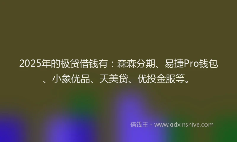 2025年的极贷借钱有：森森分期、易捷Pro钱包、小象优品、天美贷、优投金服等。