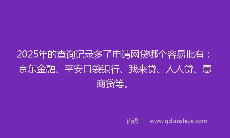 2025年的查询记录多了申请网贷哪个容易批有：京东金融、平安口袋银行、我来贷、人人贷、惠商贷等。
