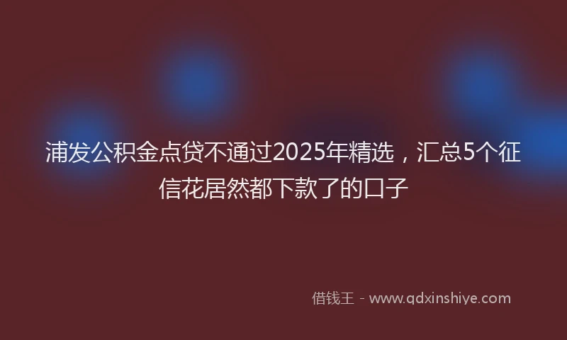 浦发公积金点贷不通过2025年精选，汇总5个征信花居然都下款了的口子