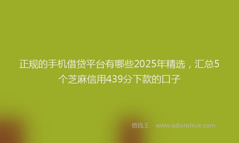 正规的手机借贷平台有哪些2025年精选，汇总5个芝麻信用439分下款的口子