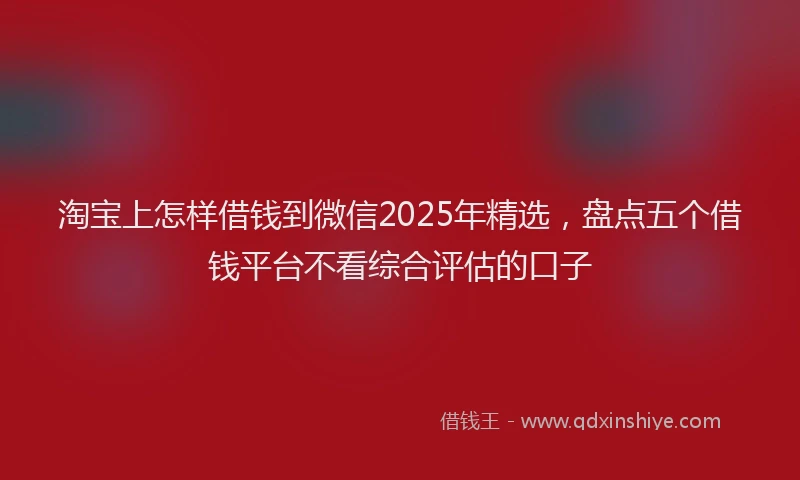 淘宝上怎样借钱到微信2025年精选，盘点五个借钱平台不看综合评估的口子