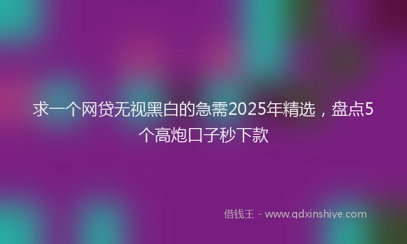 求一个网贷无视黑白的急需2025年精选，盘点5个高炮口子秒下款
