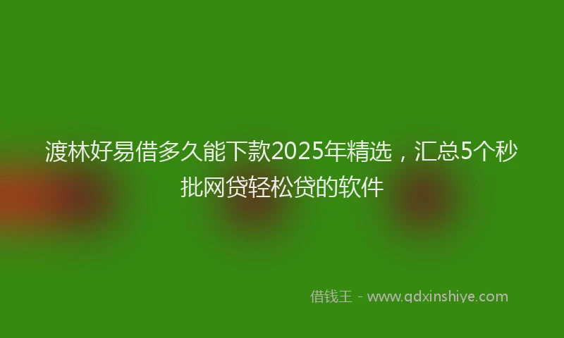 渡林好易借多久能下款2025年精选，汇总5个秒批网贷轻松贷的软件