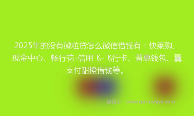 2025年的没有微粒贷怎么微信借钱有：快莱购、现金中心、畅行花-信用飞-飞行卡、普惠钱包、翼支付甜橙借钱等。
