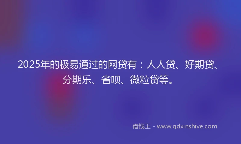 2025年的极易通过的网贷有：人人贷、好期贷、分期乐、省呗、微粒贷等。