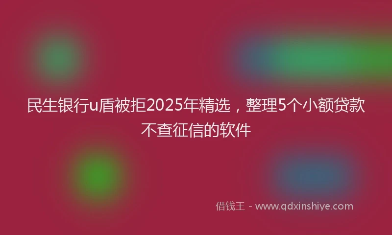民生银行u盾被拒2025年精选，整理5个小额贷款不查征信的软件