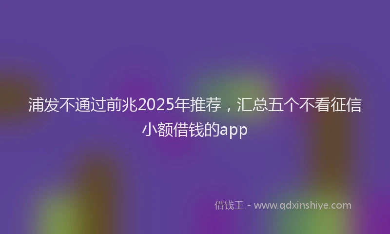 浦发不通过前兆2025年推荐，汇总五个不看征信小额借钱的app