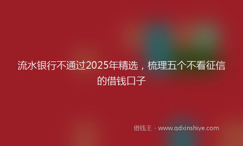 流水银行不通过2025年精选，梳理五个不看征信的借钱口子