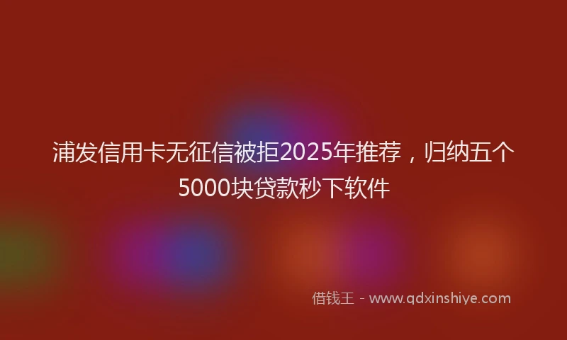 浦发信用卡无征信被拒2025年推荐，归纳五个5000块贷款秒下软件