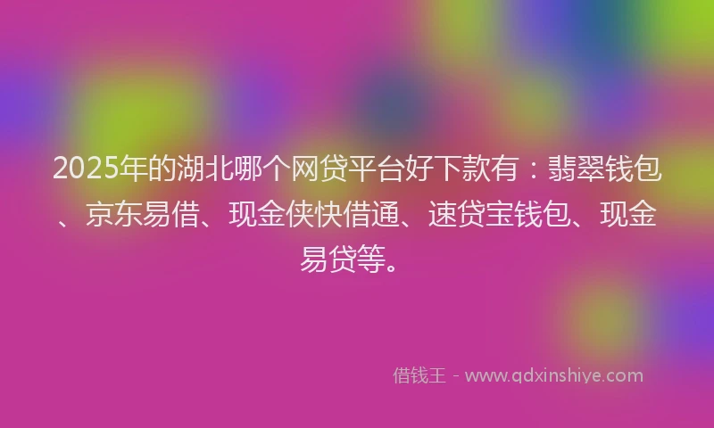 2025年的湖北哪个网贷平台好下款有：翡翠钱包、京东易借、现金侠快借通、速贷宝钱包、现金易贷等。
