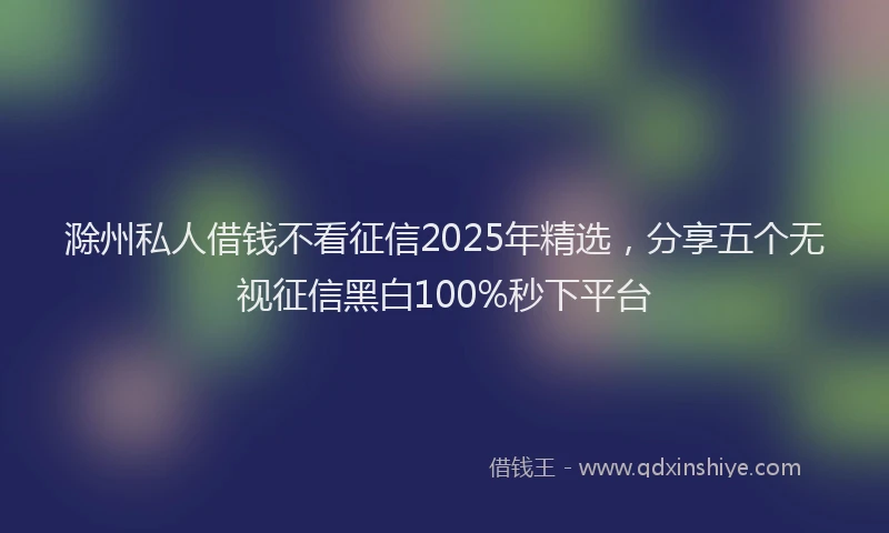 滁州私人借钱不看征信2025年精选，分享五个无视征信黑白100%秒下平台