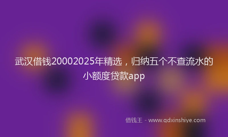 武汉借钱20002025年精选，归纳五个不查流水的小额度贷款app