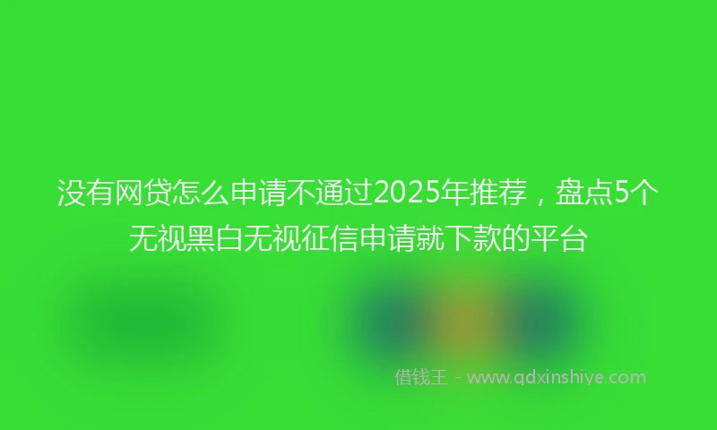 没有网贷怎么申请不通过2025年推荐，盘点5个无视黑白无视征信申请就下款的平台