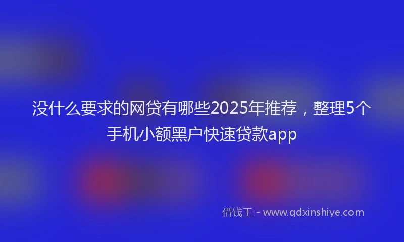 没什么要求的网贷有哪些2025年推荐，整理5个手机小额黑户快速贷款app