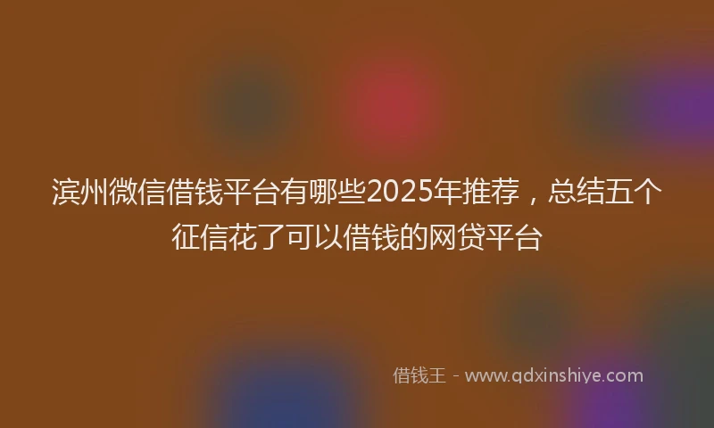 滨州微信借钱平台有哪些2025年推荐，总结五个征信花了可以借钱的网贷平台