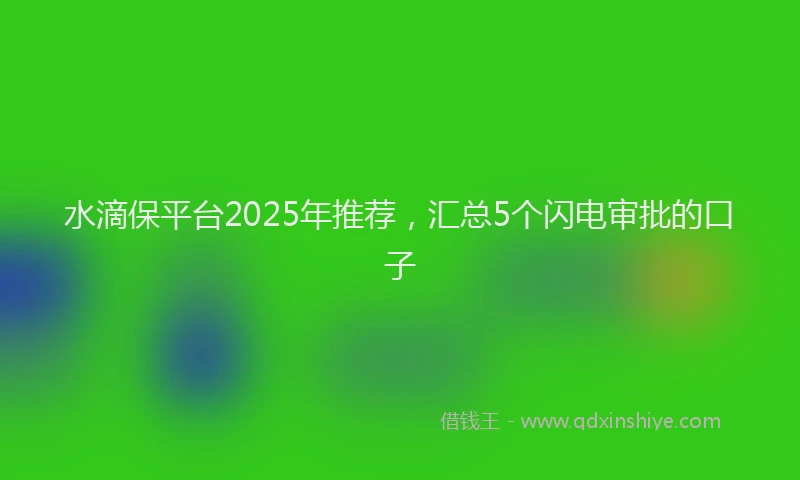水滴保平台2025年推荐，汇总5个闪电审批的口子