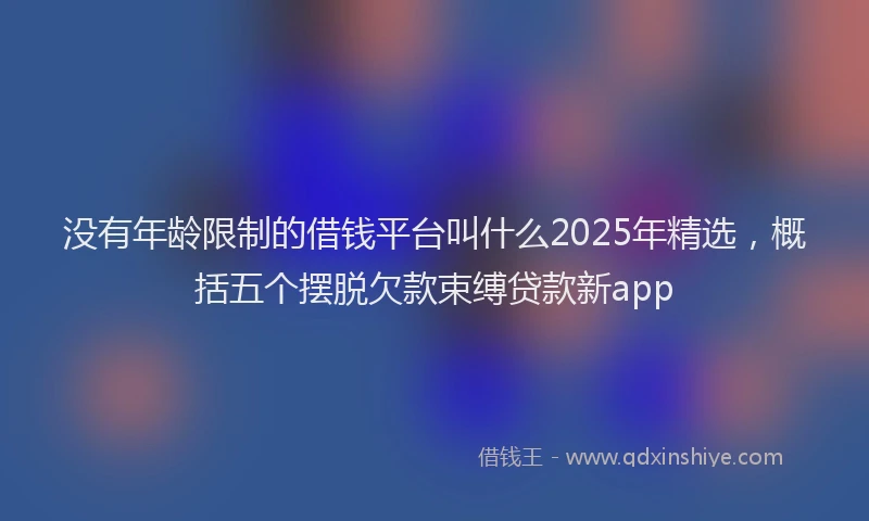 没有年龄限制的借钱平台叫什么2025年精选，概括五个摆脱欠款束缚贷款新app
