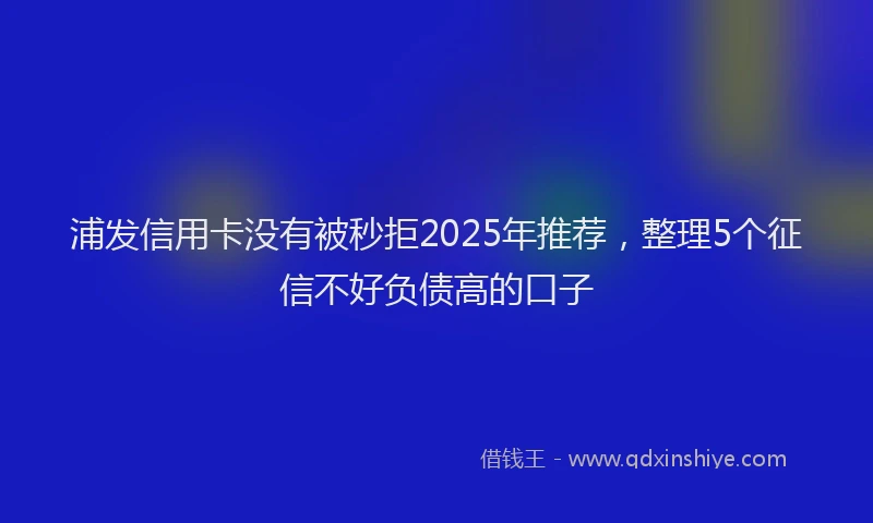 浦发信用卡没有被秒拒2025年推荐，整理5个征信不好负债高的口子