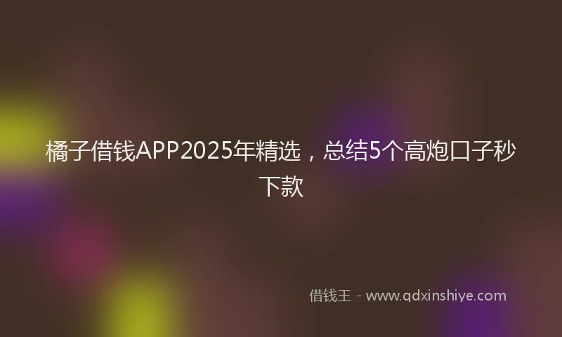 橘子借钱APP2025年精选，总结5个高炮口子秒下款