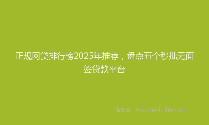 正规网贷排行榜2025年推荐，盘点五个秒批无面签贷款平台