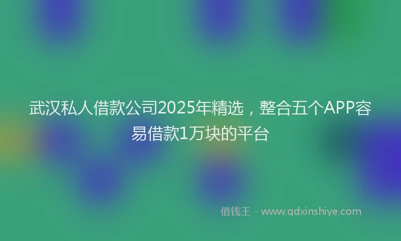 武汉私人借款公司2025年精选，整合五个APP容易借款1万块的平台