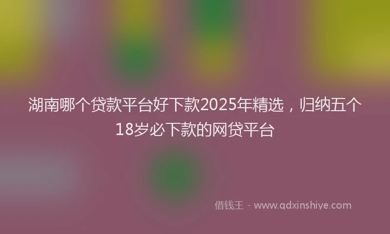湖南哪个贷款平台好下款2025年精选，归纳五个18岁必下款的网贷平台