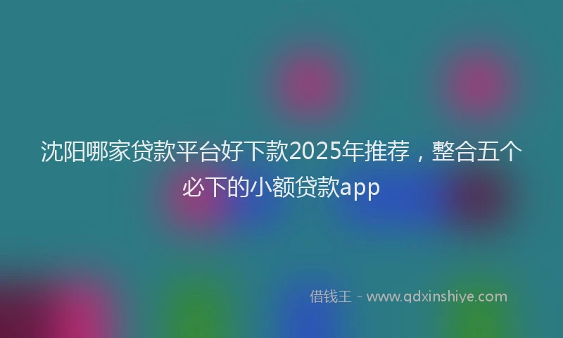 沈阳哪家贷款平台好下款2025年推荐，整合五个必下的小额贷款app