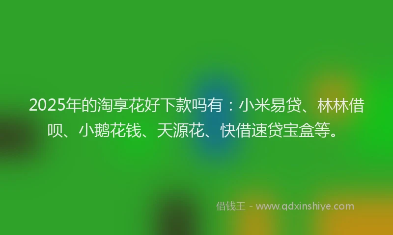 2025年的淘享花好下款吗有：小米易贷、林林借呗、小鹅花钱、天源花、快借速贷宝盒等。