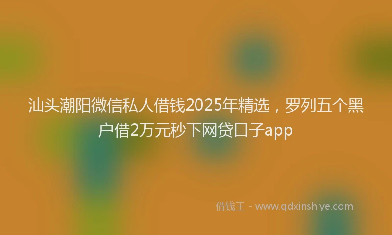 汕头潮阳微信私人借钱2025年精选，罗列五个黑户借2万元秒下网贷口子app