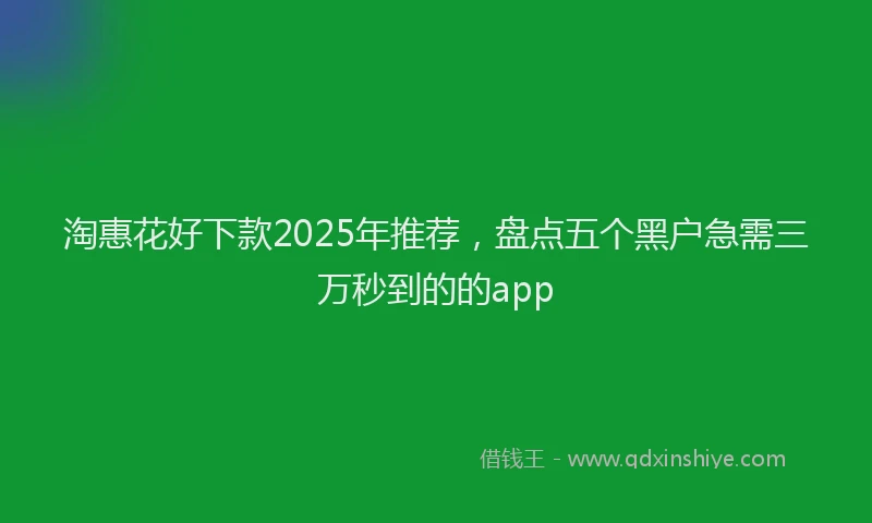 淘惠花好下款2025年推荐，盘点五个黑户急需三万秒到的的app