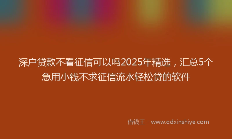 深户贷款不看征信可以吗2025年精选，汇总5个急用小钱不求征信流水轻松贷的软件