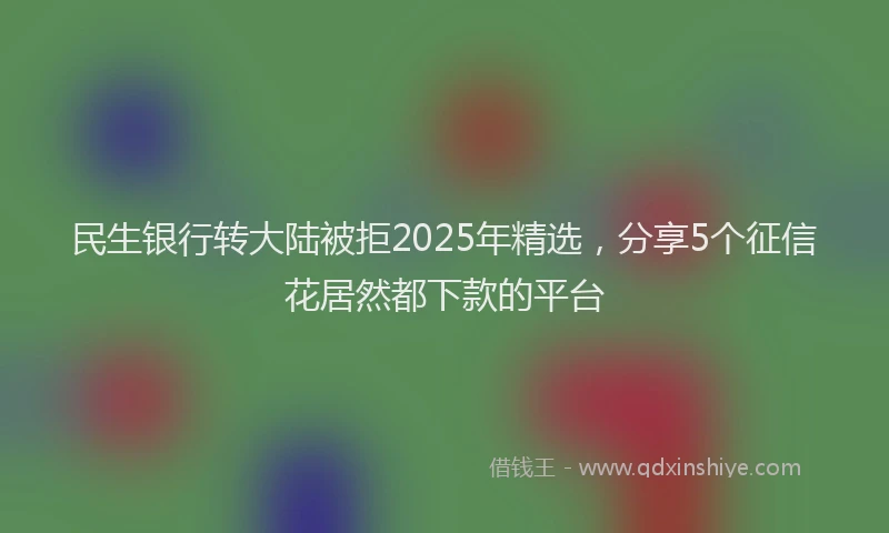 民生银行转大陆被拒2025年精选，分享5个征信花居然都下款的平台