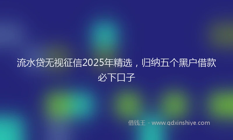 流水贷无视征信2025年精选，归纳五个黑户借款必下口子