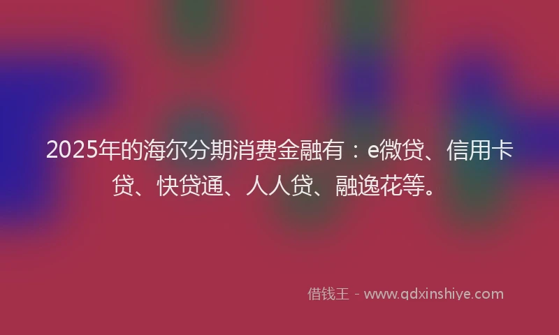 2025年的海尔分期消费金融有：e微贷、信用卡贷、快贷通、人人贷、融逸花等。