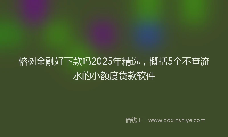 榕树金融好下款吗2025年精选，概括5个不查流水的小额度贷款软件