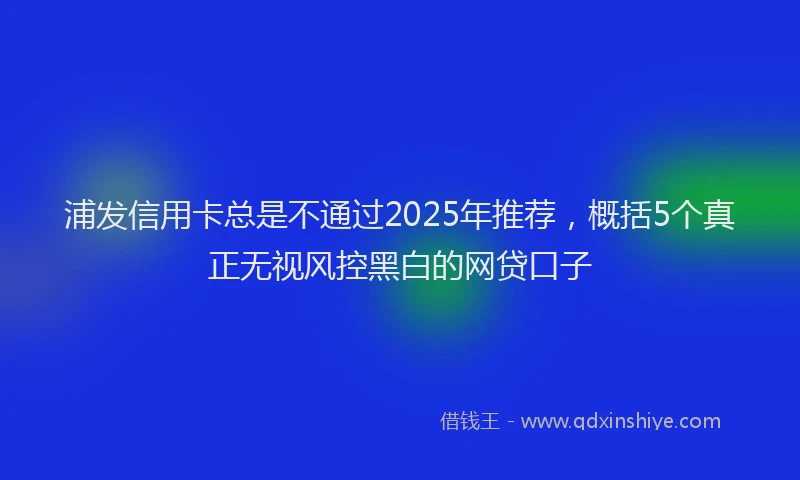 浦发信用卡总是不通过2025年推荐，概括5个真正无视风控黑白的网贷口子