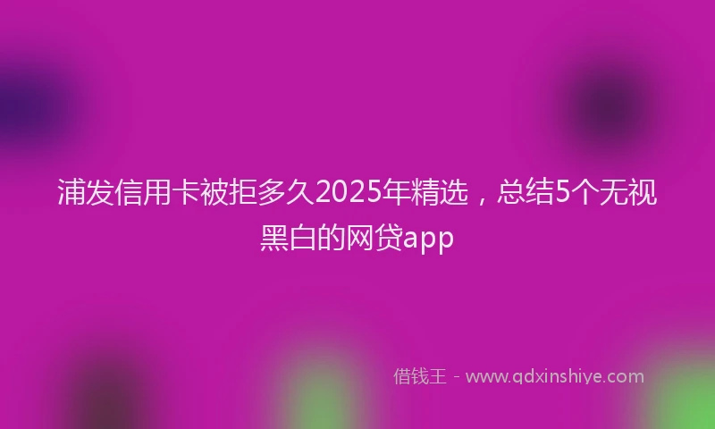 浦发信用卡被拒多久2025年精选，总结5个无视黑白的网贷app