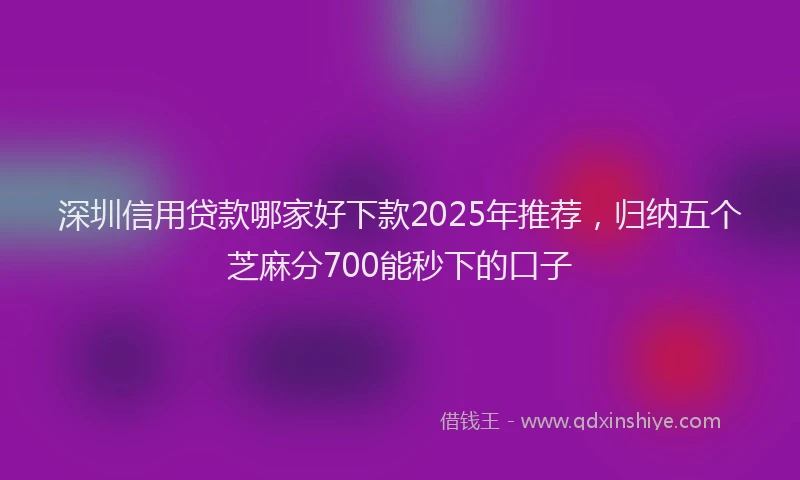 深圳信用贷款哪家好下款2025年推荐，归纳五个芝麻分700能秒下的口子