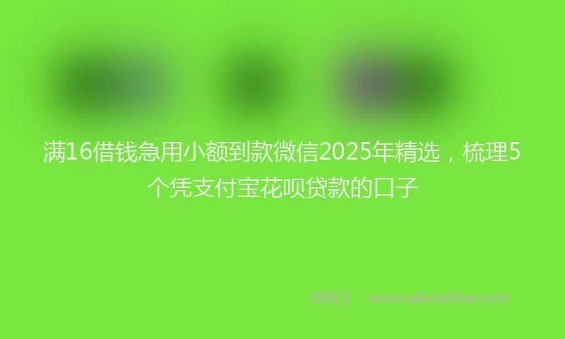 满16借钱急用小额到款微信2025年精选，梳理5个凭支付宝花呗贷款的口子