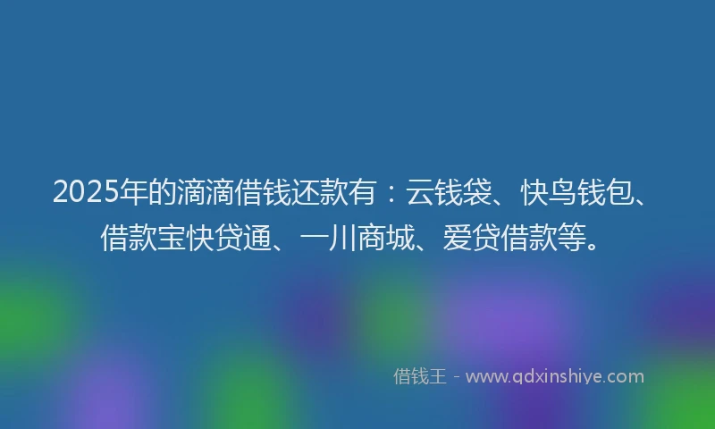 2025年的滴滴借钱还款有：云钱袋、快鸟钱包、借款宝快贷通、一川商城、爱贷借款等。