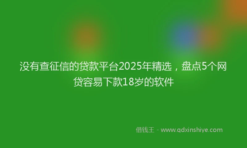 没有查征信的贷款平台2025年精选，盘点5个网贷容易下款18岁的软件