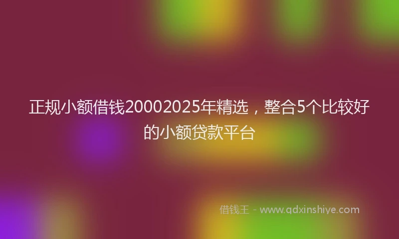正规小额借钱20002025年精选，整合5个比较好的小额贷款平台