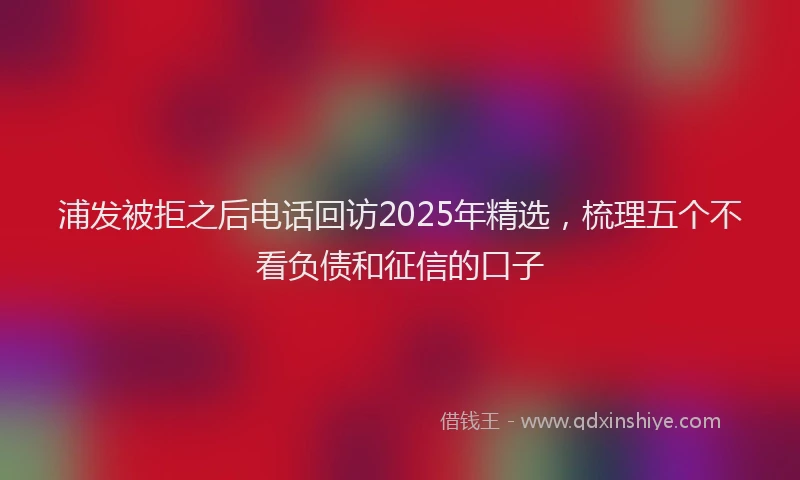 浦发被拒之后电话回访2025年精选，梳理五个不看负债和征信的口子