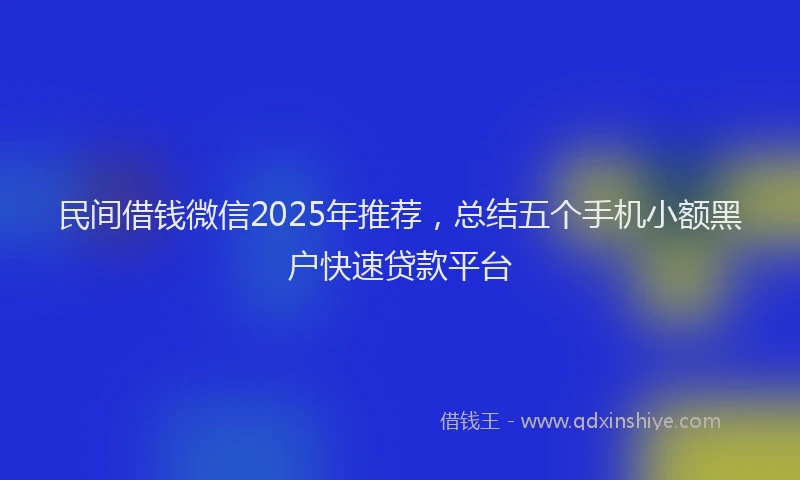 民间借钱微信2025年推荐，总结五个手机小额黑户快速贷款平台