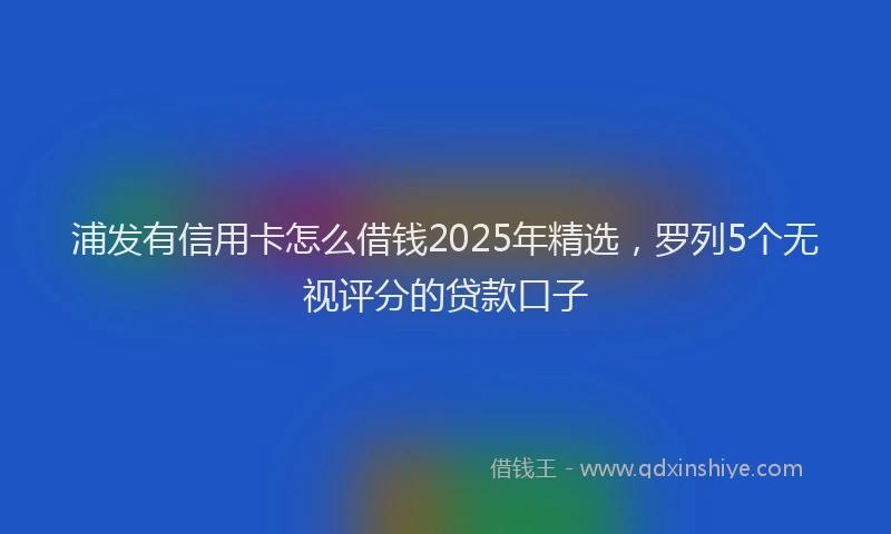 浦发有信用卡怎么借钱2025年精选，罗列5个无视评分的贷款口子