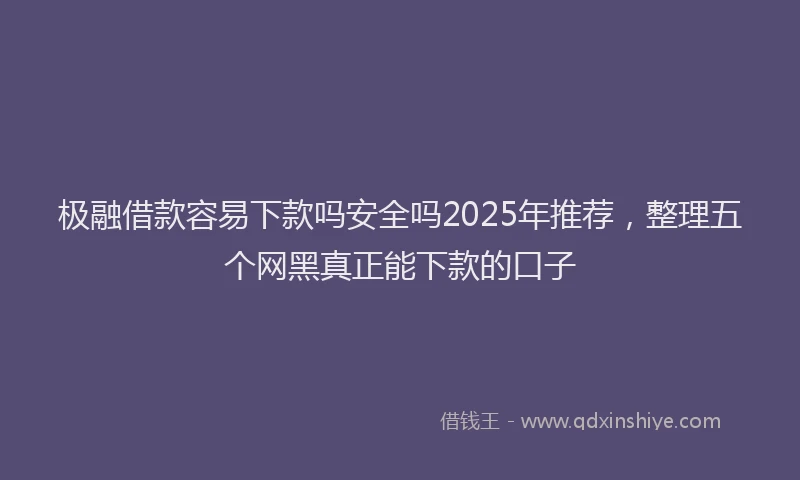 极融借款容易下款吗安全吗2025年推荐，整理五个网黑真正能下款的口子